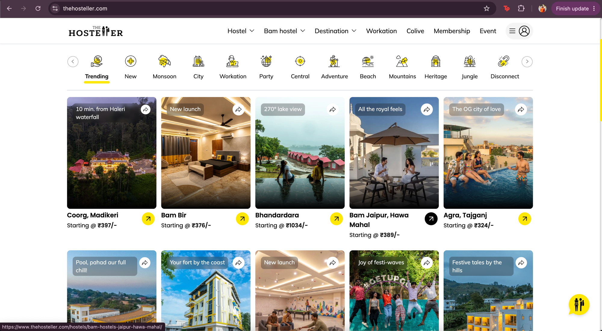 The Hosteller — backpacker hostel booking website